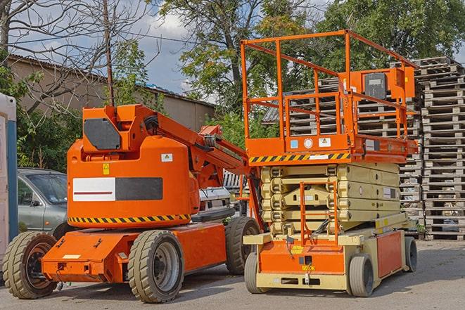 forklift in action at busy industrial warehouse in Blanchard OK